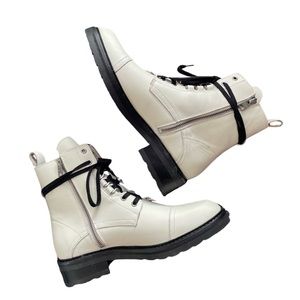 All Saints Lira Hiker White Leather Boots Size 40